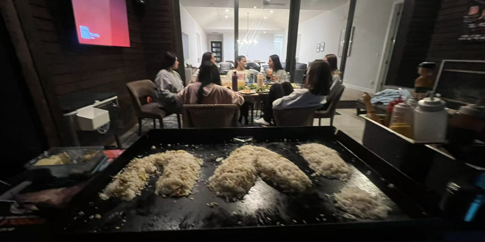 Hibachi at home equipment setup with a portable grill ready for a backyard private chef dinner