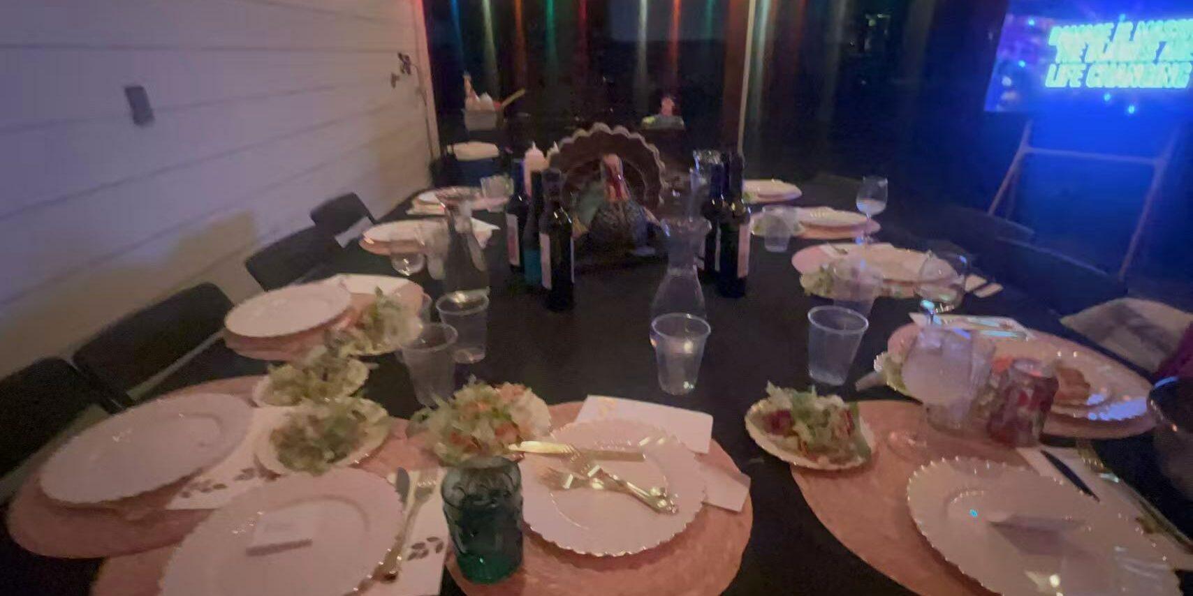 Hibachi at home table setup with place settings ready for a private chef dinner
