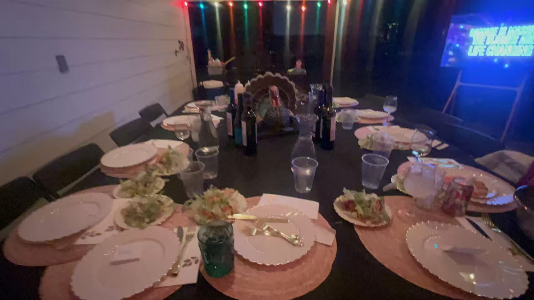 Hibachi at home table setup with place settings ready for a private chef dinner