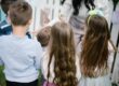 Children playing outdoors at a garden birthday party, a fun setting for hibachi party games at home