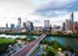 Austin Texas skyline at dusk over Lady Bird Lake—backdrop for backyard hibachi at home catering