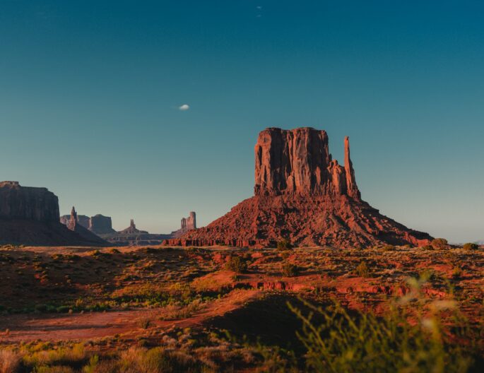 Phoenix Arizona desert skyline and mountains at dusk—backdrop for backyard patio hibachi at home catering